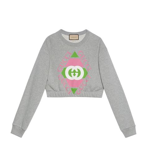 cotton sweatshirt with gucci logo cheap|gucci cropped sweatshirt.